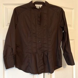 Ninety medium chocolate brown tuxedo style shirt